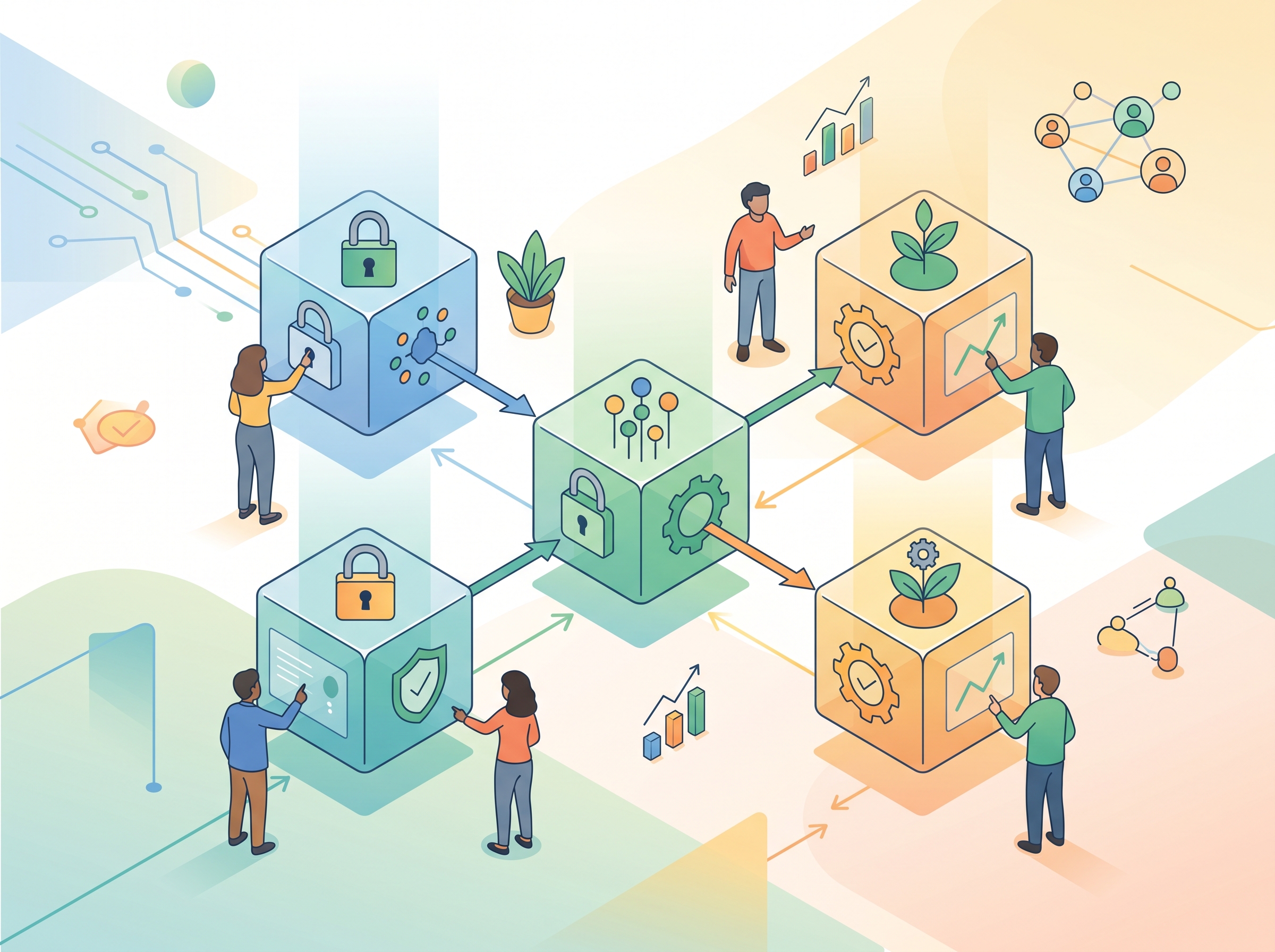 Illustration of blockchain technology