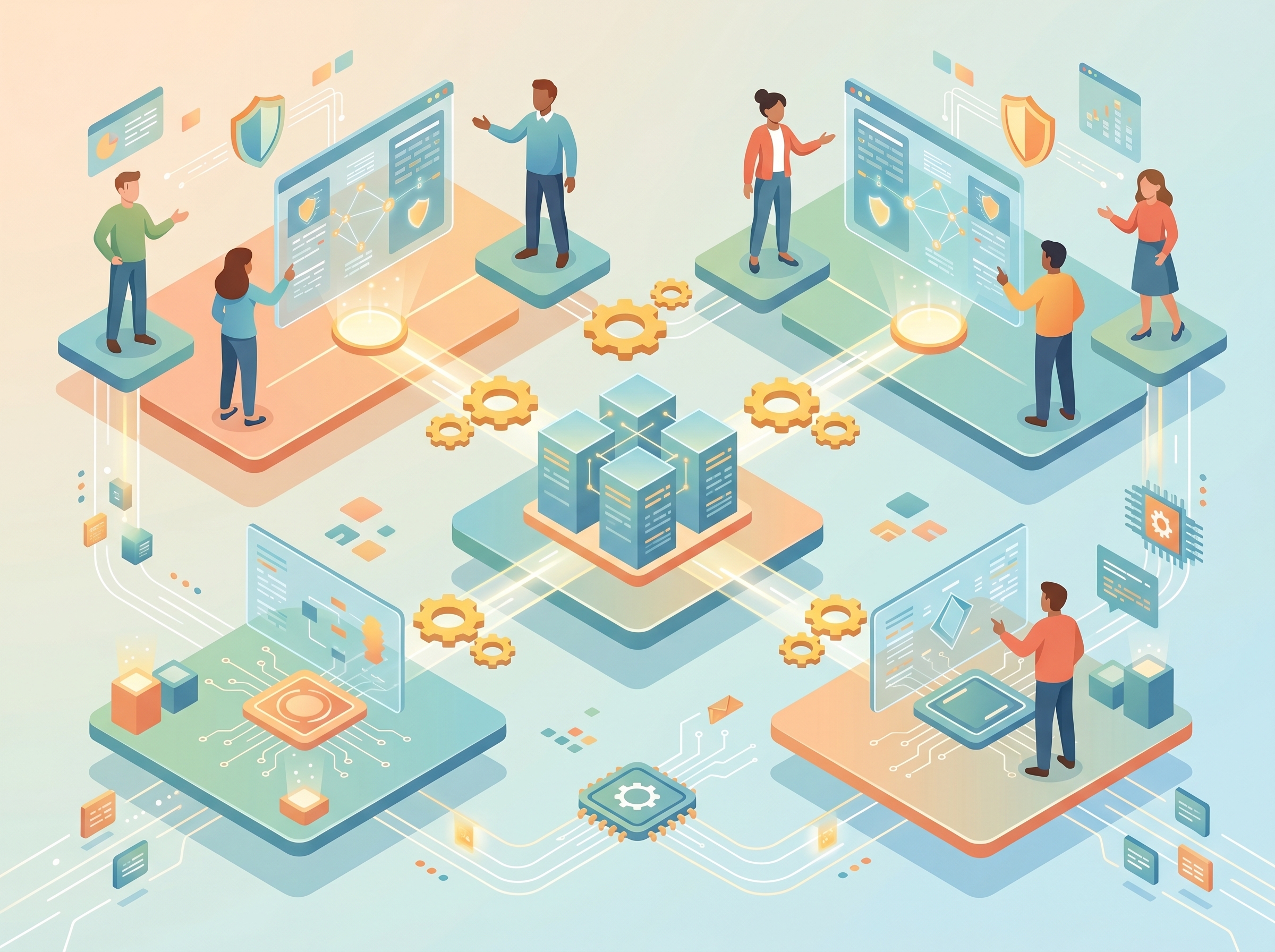 Illustration of blockchain network