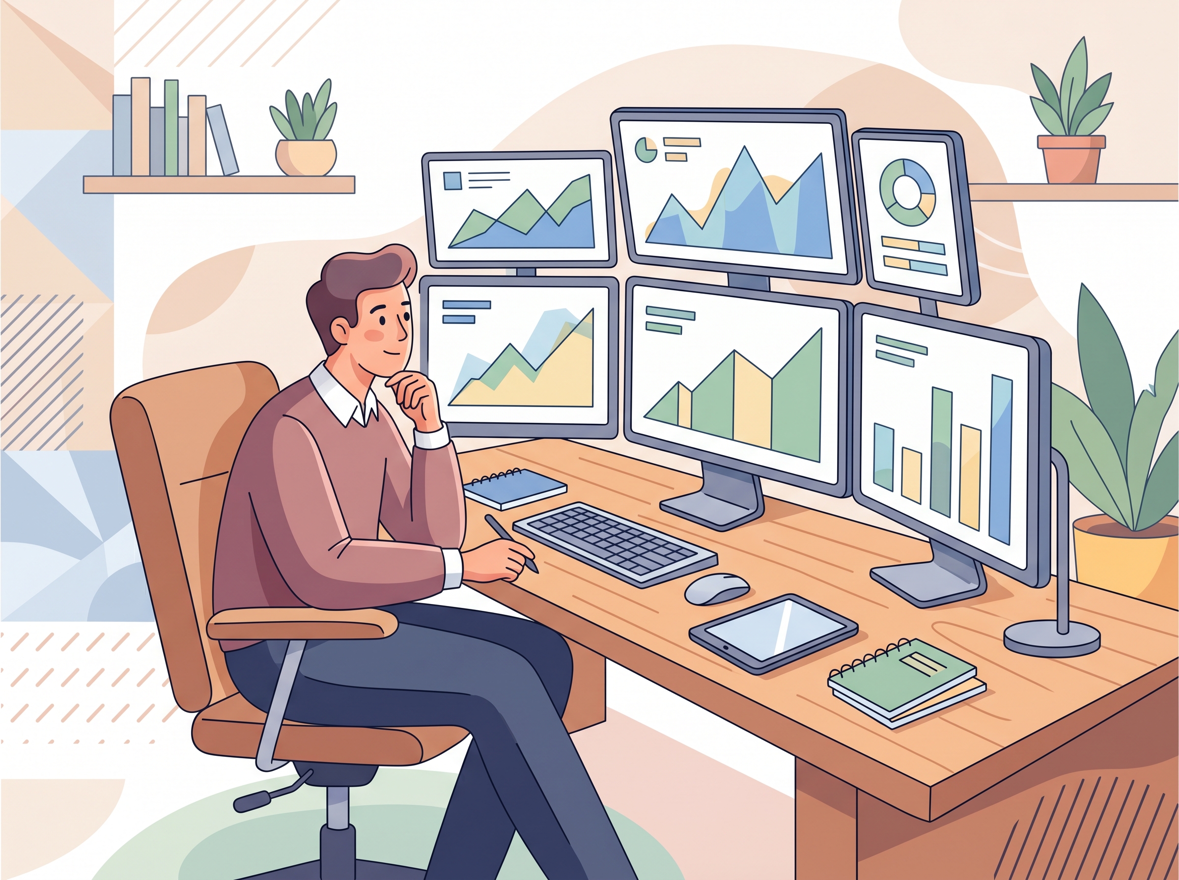 Person analyzing trading charts