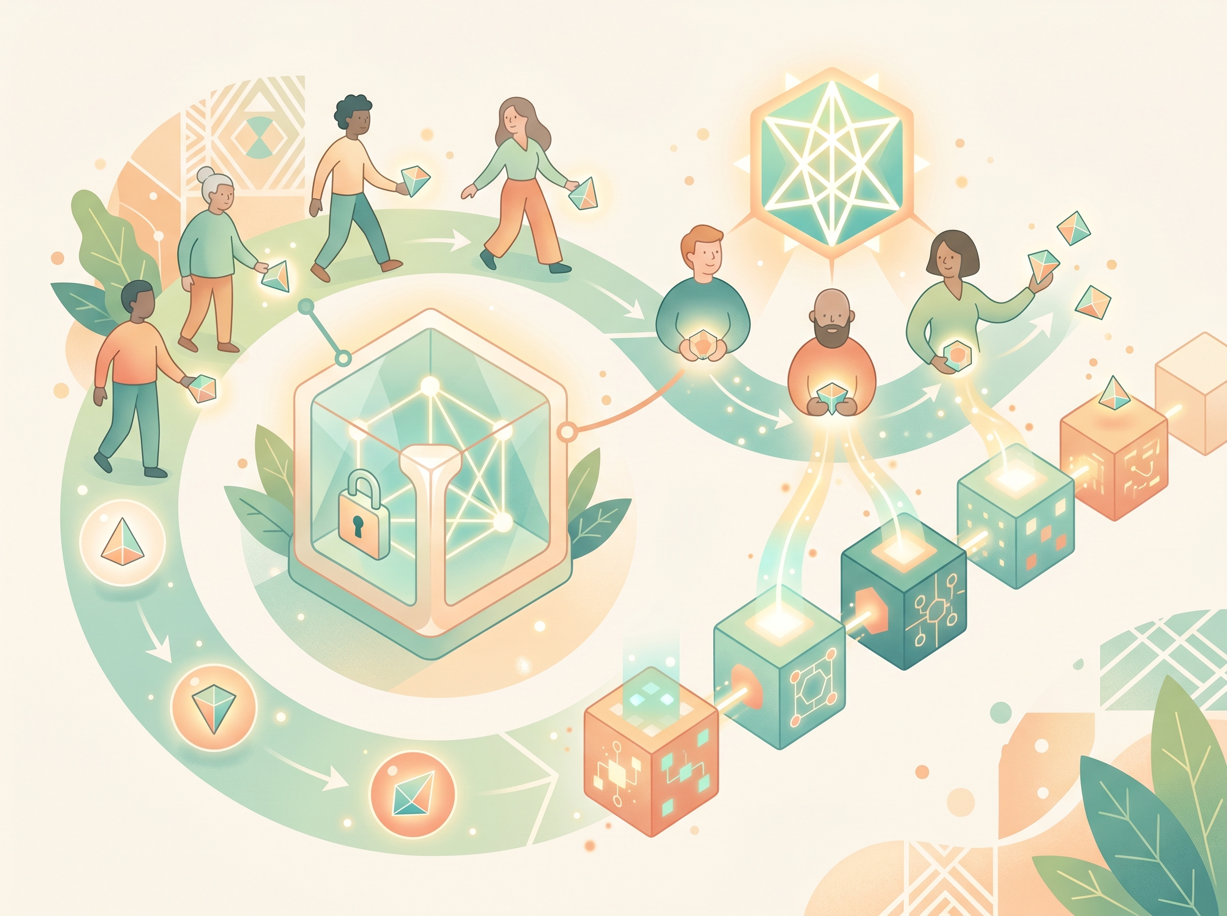 Illustration of the Proof-of-Stake process with participants staking assets