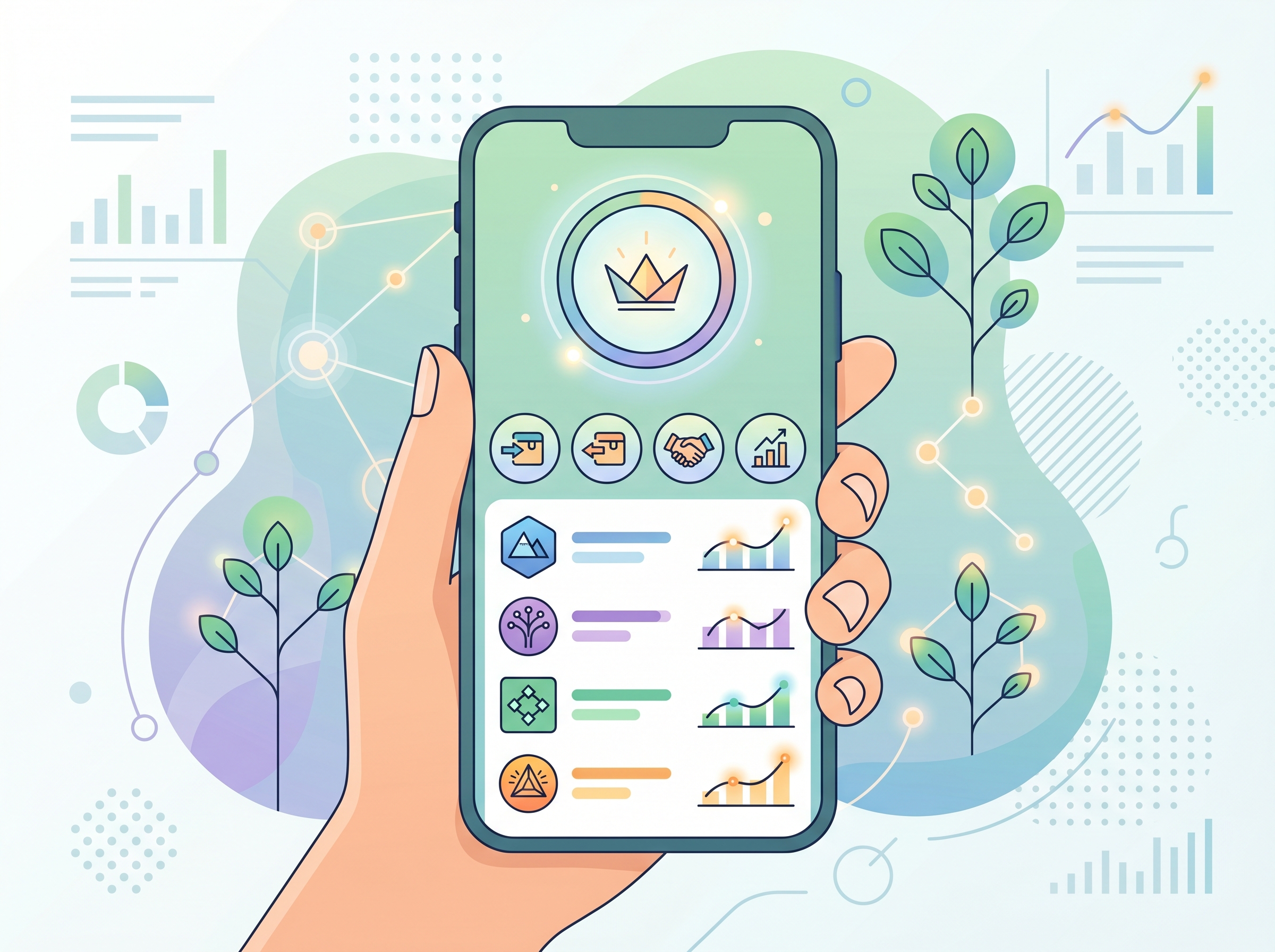 Illustration of a software wallet on a mobile device
