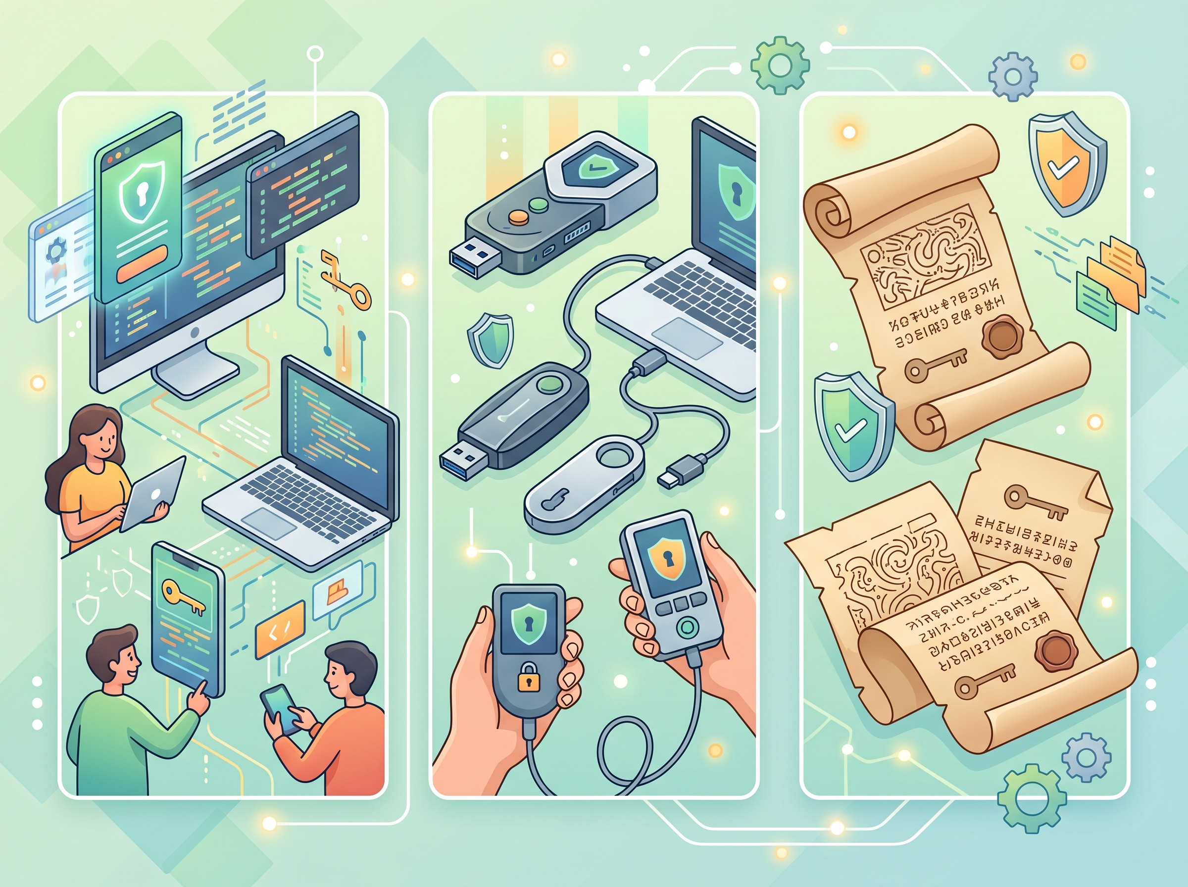 Illustration showing different types of cryptocurrency wallets