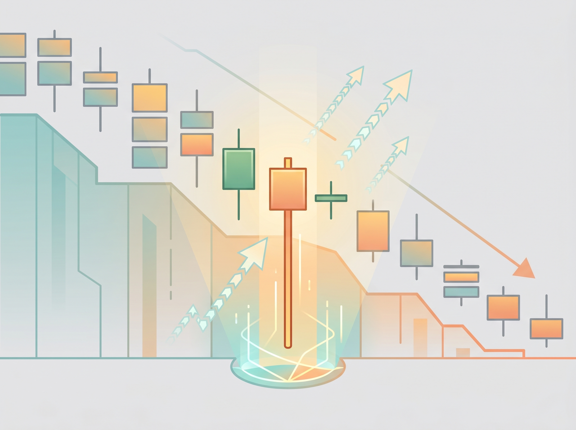 Illustration of a hammer candlestick pattern