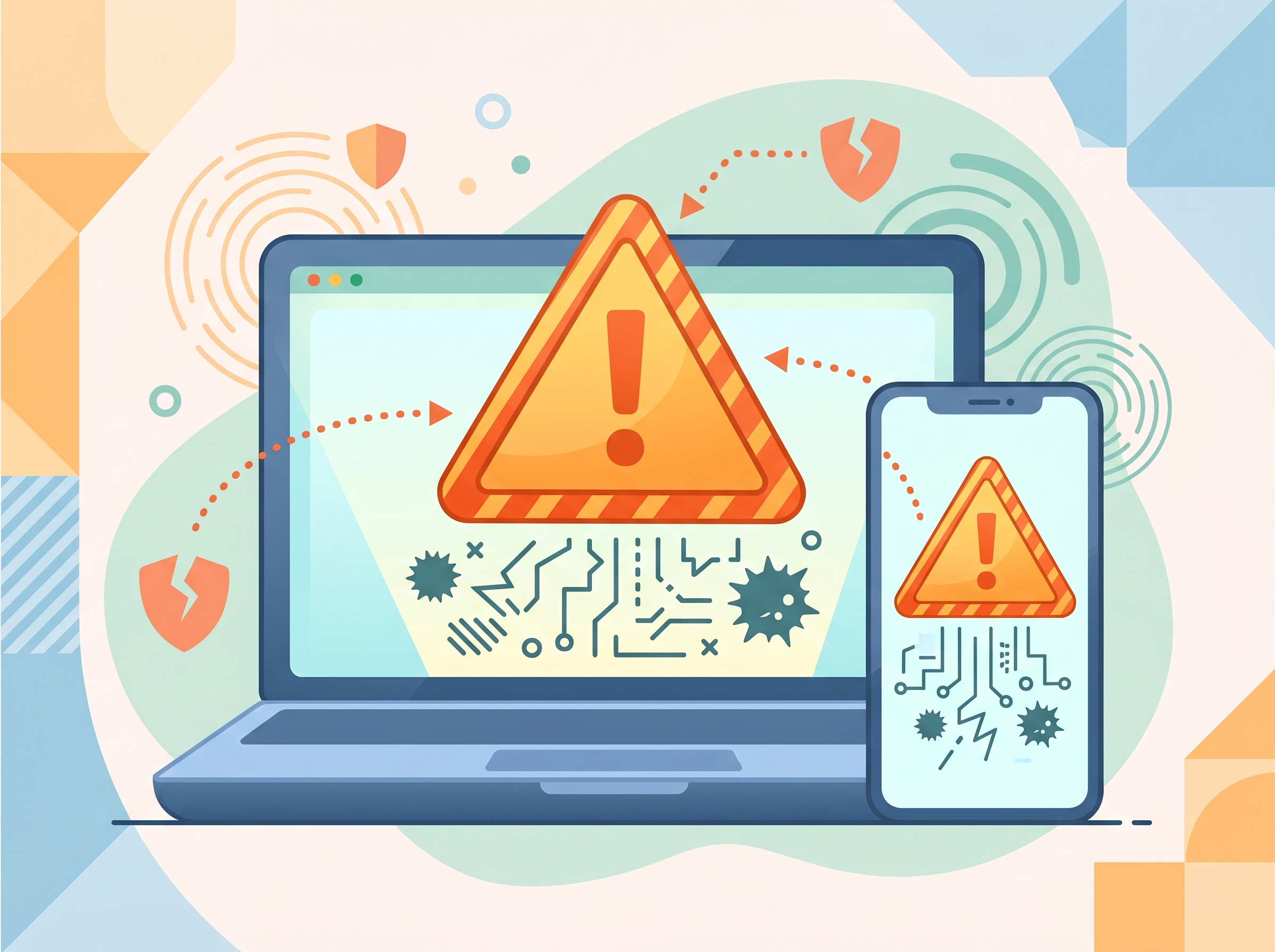 Warning sign for malware on a device