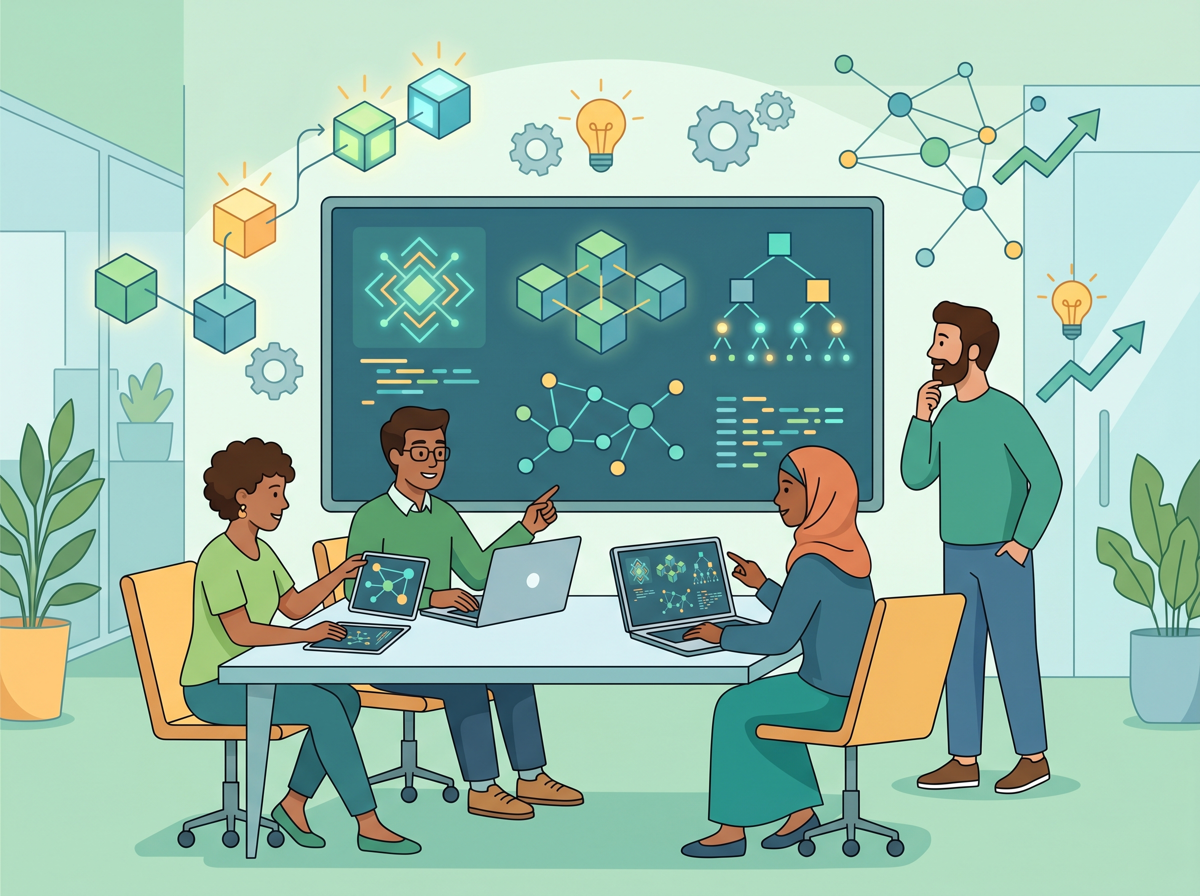 Developers working on blockchain applications