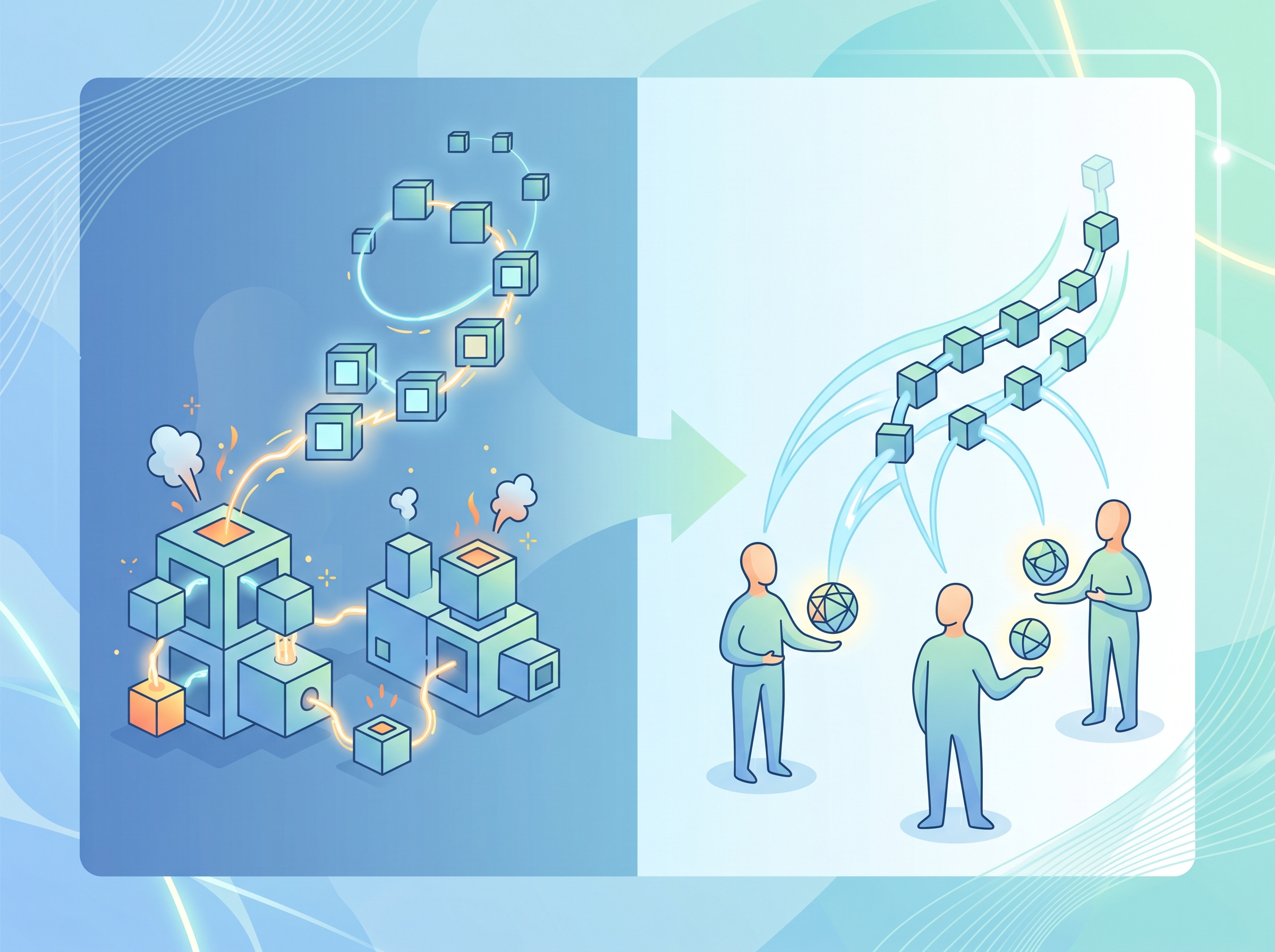 Illustration of Ethereum's transition from PoW to PoS