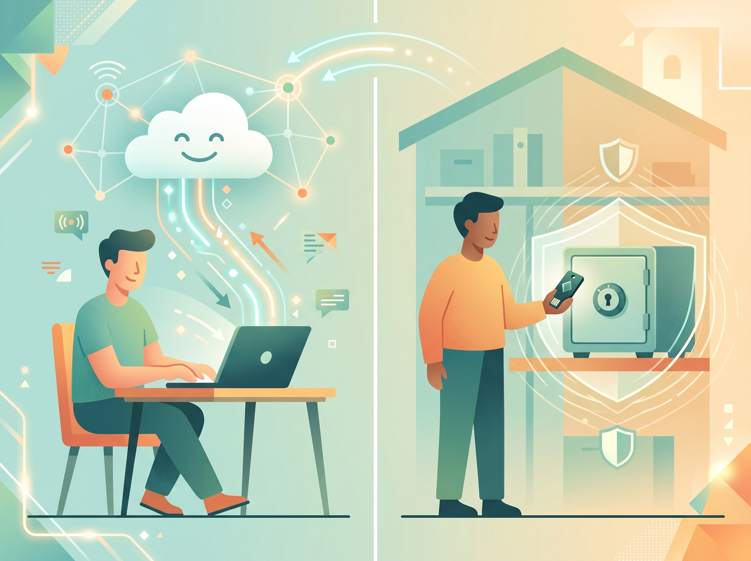 Illustration of hot and cold wallets