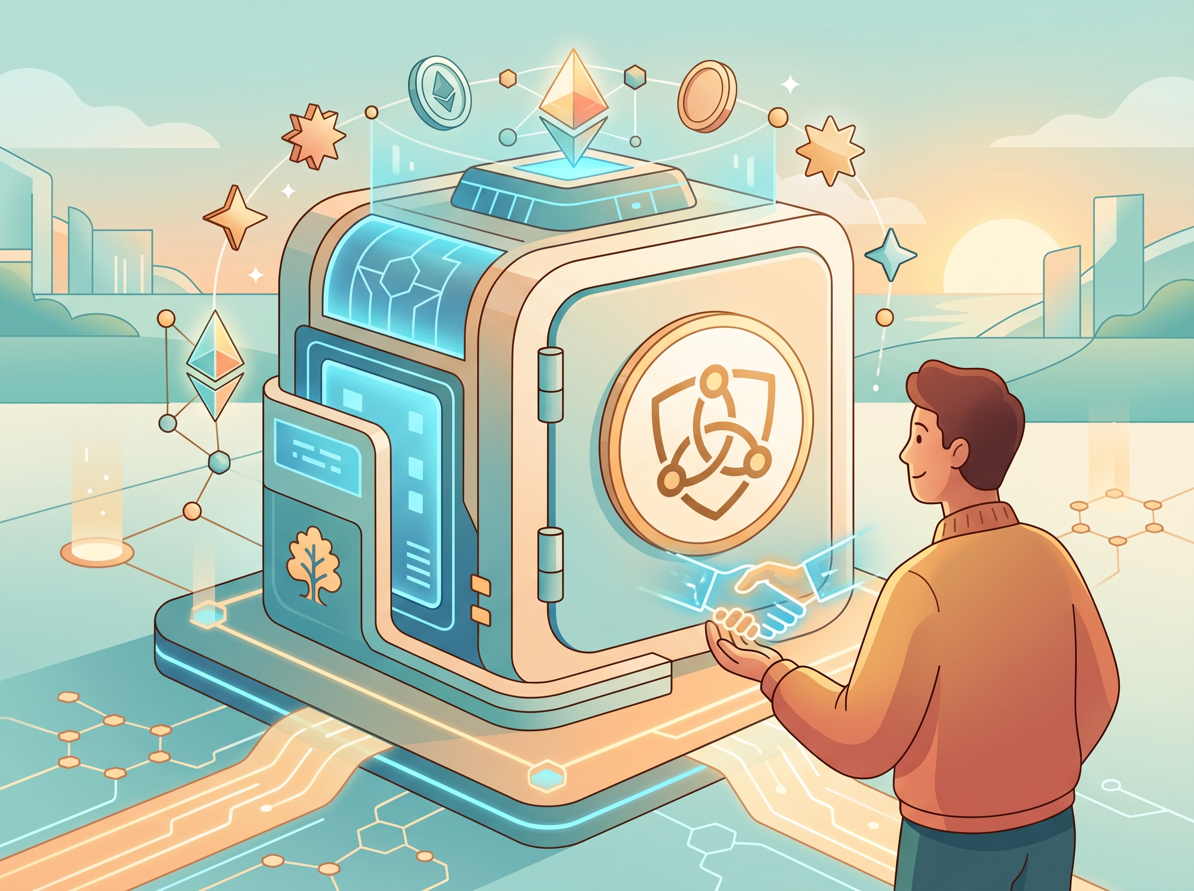 Illustration of a digital vault managed by a third-party service
