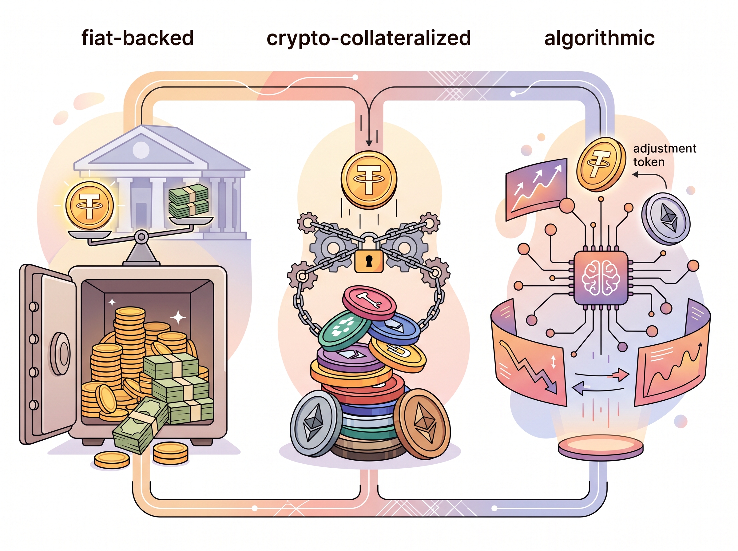 Diagram of different types of stablecoins