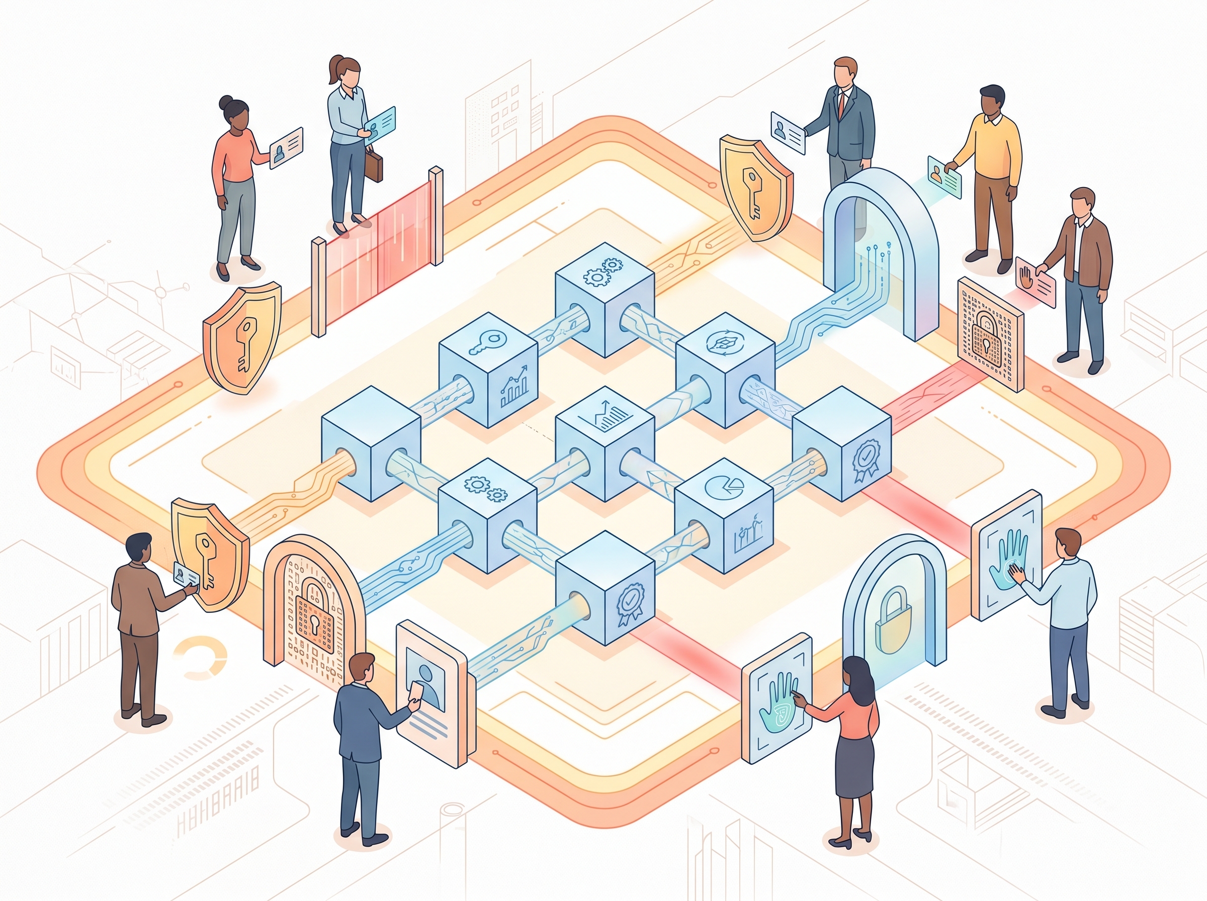 Diagram of permissioned blockchain with restricted access