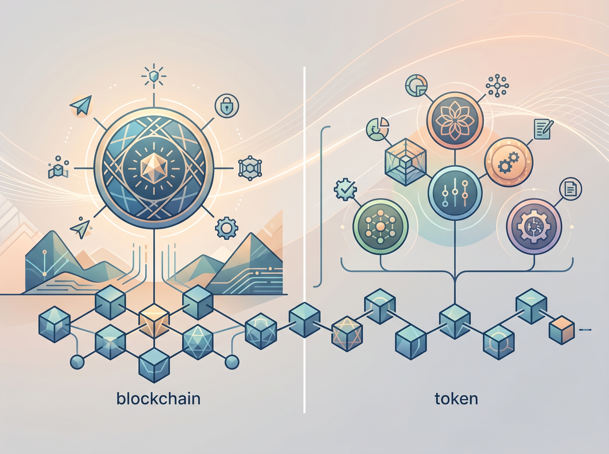 Diagram showing the difference between coins and tokens