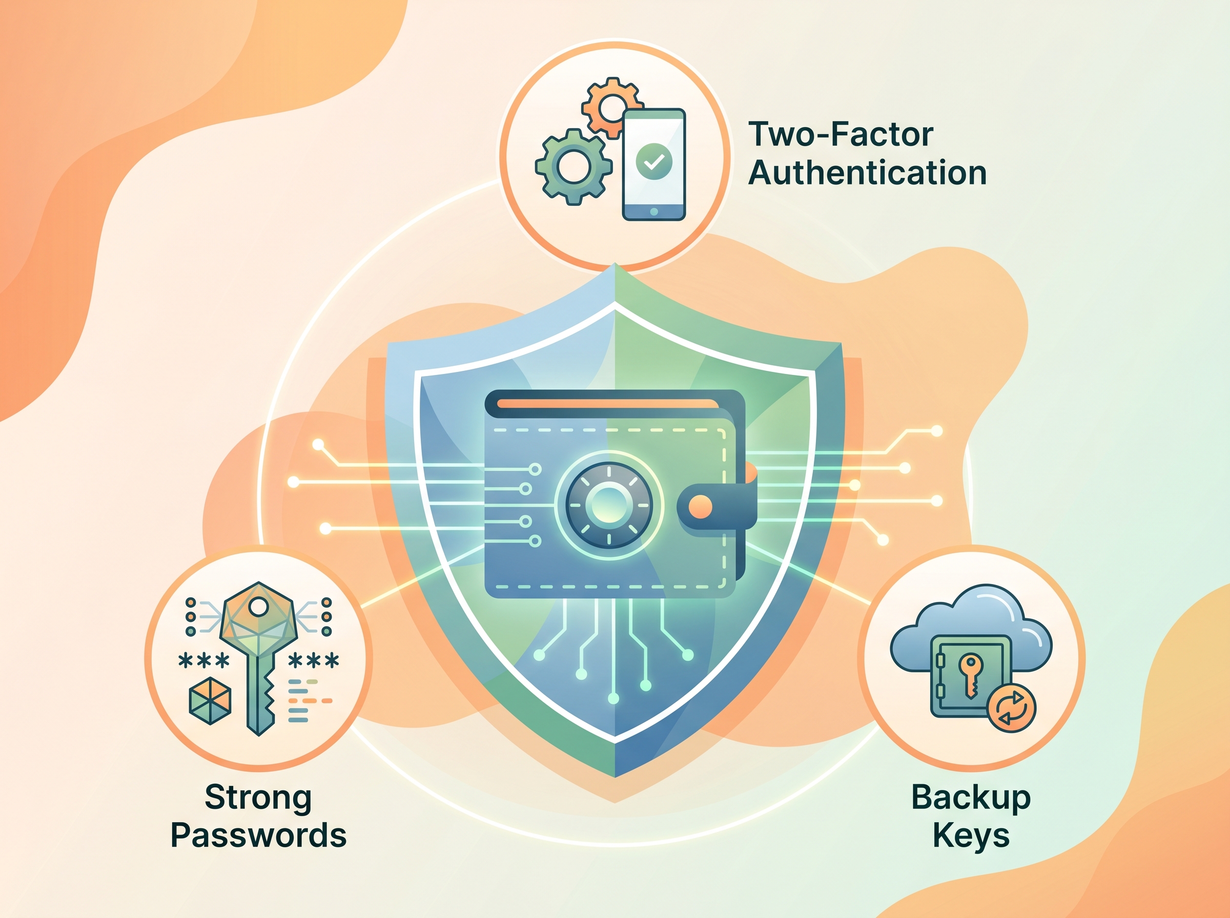 Illustration of security measures for crypto wallets