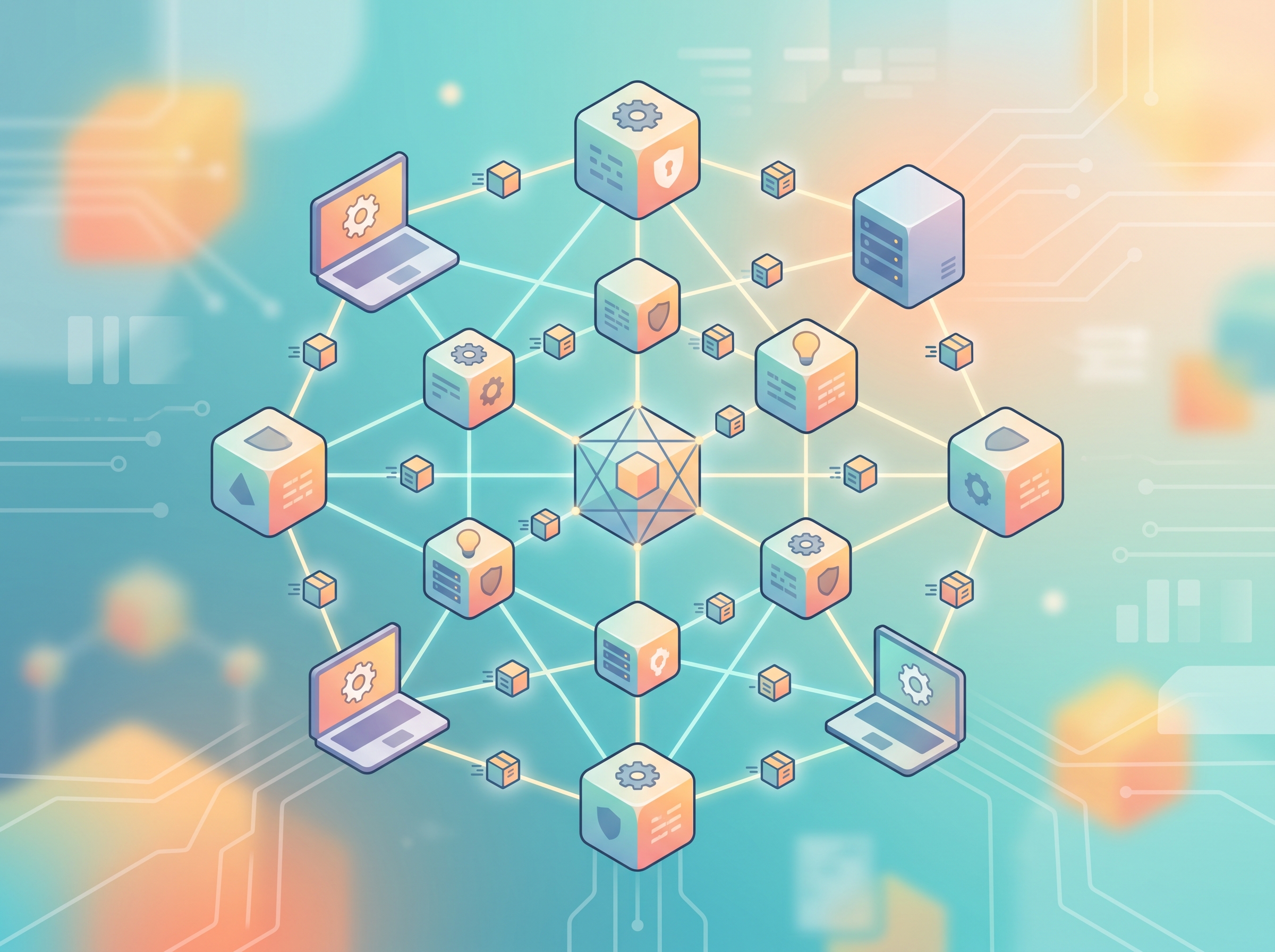 Diagram showing blockchain network